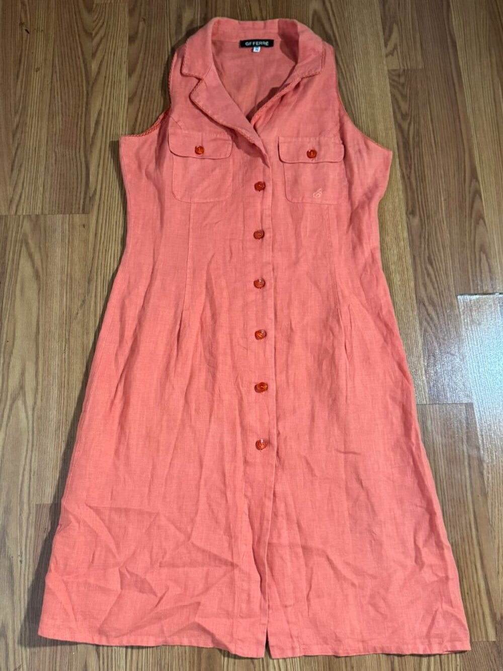VTG Gianfranco FERRE Pink Linen Shift Dress Italian Designer 90s Y2K Sundress